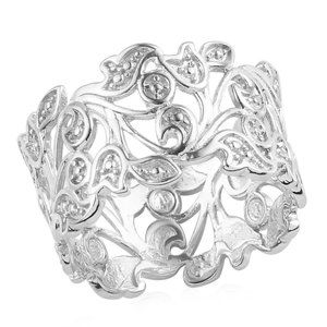 Diamond Accent Ring in Platinum Over Sterling Silver (3 g)